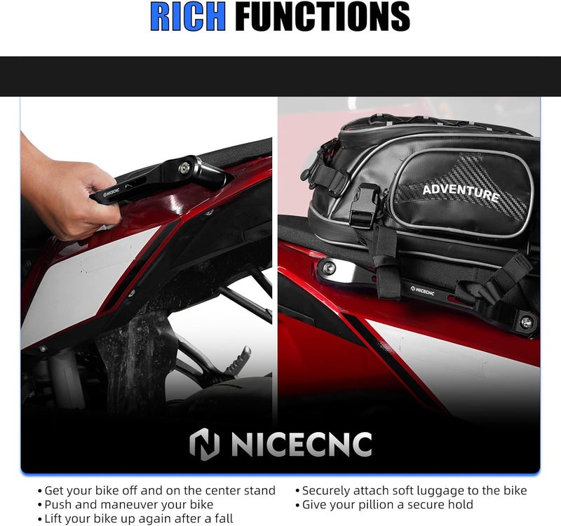 NICECNC Passenger Rear Seat Handle Grab Bar Compatible with Yamaha Tenere 700/XTZ700 2019-2024, Tenere 700 Rally Edition 2020-2024, Tenere 700 World Raid 2022, Motorcycle Rear Handle Tenere 700, Black - Image 3